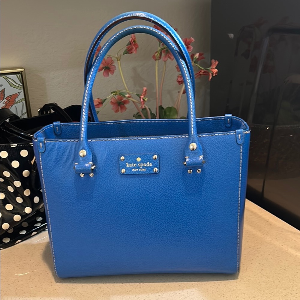 Kate Spade Blue Modern Tote with Metallic Accents